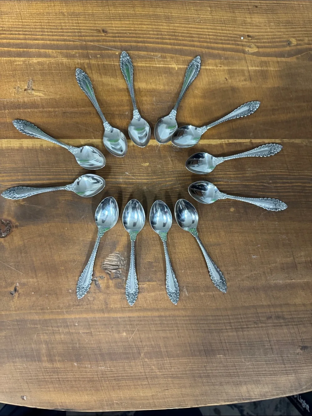 Ornate Silver-Tone Demitasse Spoon Set - 12 Pieces